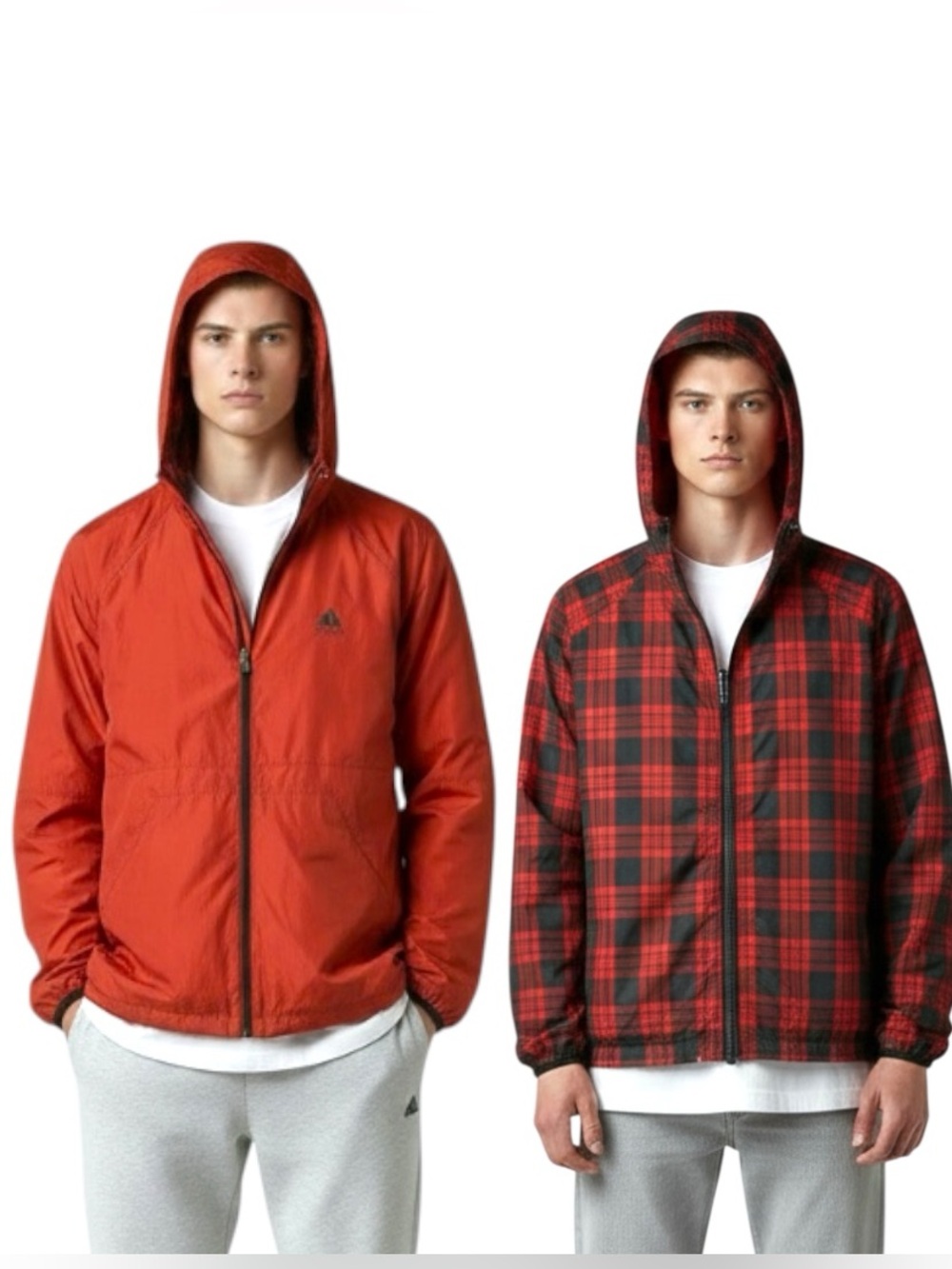 Burton Snowboard Red Reversible Plaid Hoodie Windbreaker Jacket Full Zip Outdoor